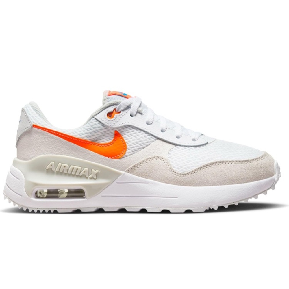 Nike Air Max Low-Top Sneakers in White with Orange Swoosh